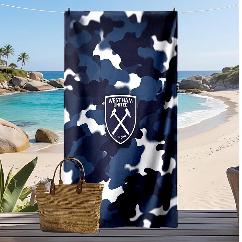 West Ham United Fußball-Print Strandtuch, Großes Weiches Schnelltrocknendes Handtuch für Strand Camping Schwimmen