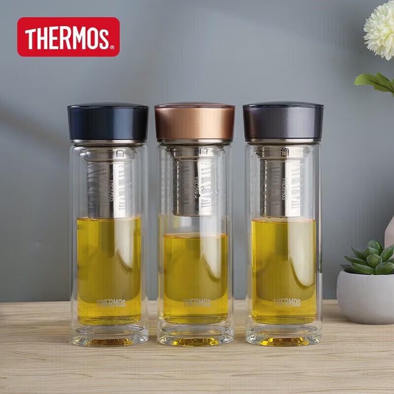 THERMOS Double-Layer Glass Tea Infuser Bottle 400ml