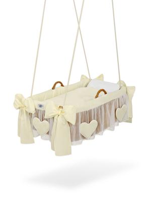 Moses Basket Hanging Cradle - Amelie Vanilla Hearts