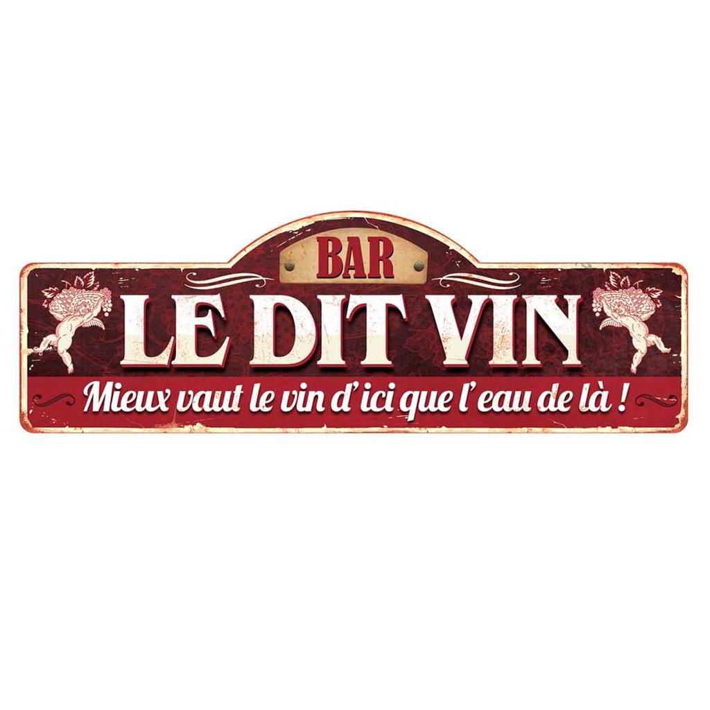 Les Trésors De Lily [Q9542] - Plaque métal XXL 'Bar - Le Dit Vin' rouge - 90x30 cm