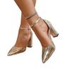 Large size bag head rear empty high-heeled sandals, new European and American shiny pointed high-heeled shoes