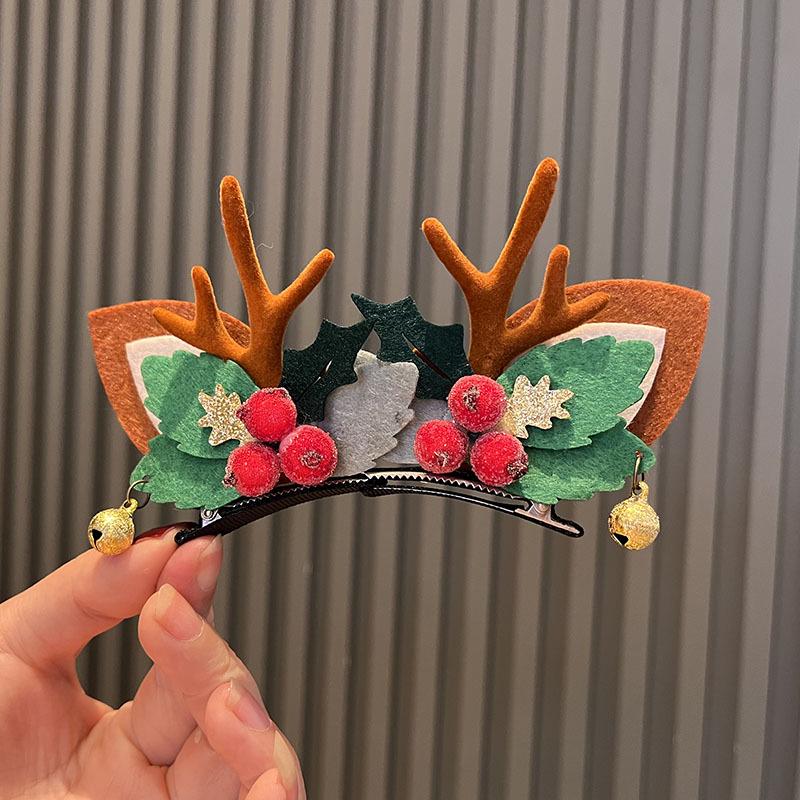 Festive Reindeer Antler Hair Clips – 3D Christmas Headwear for Women & Kids