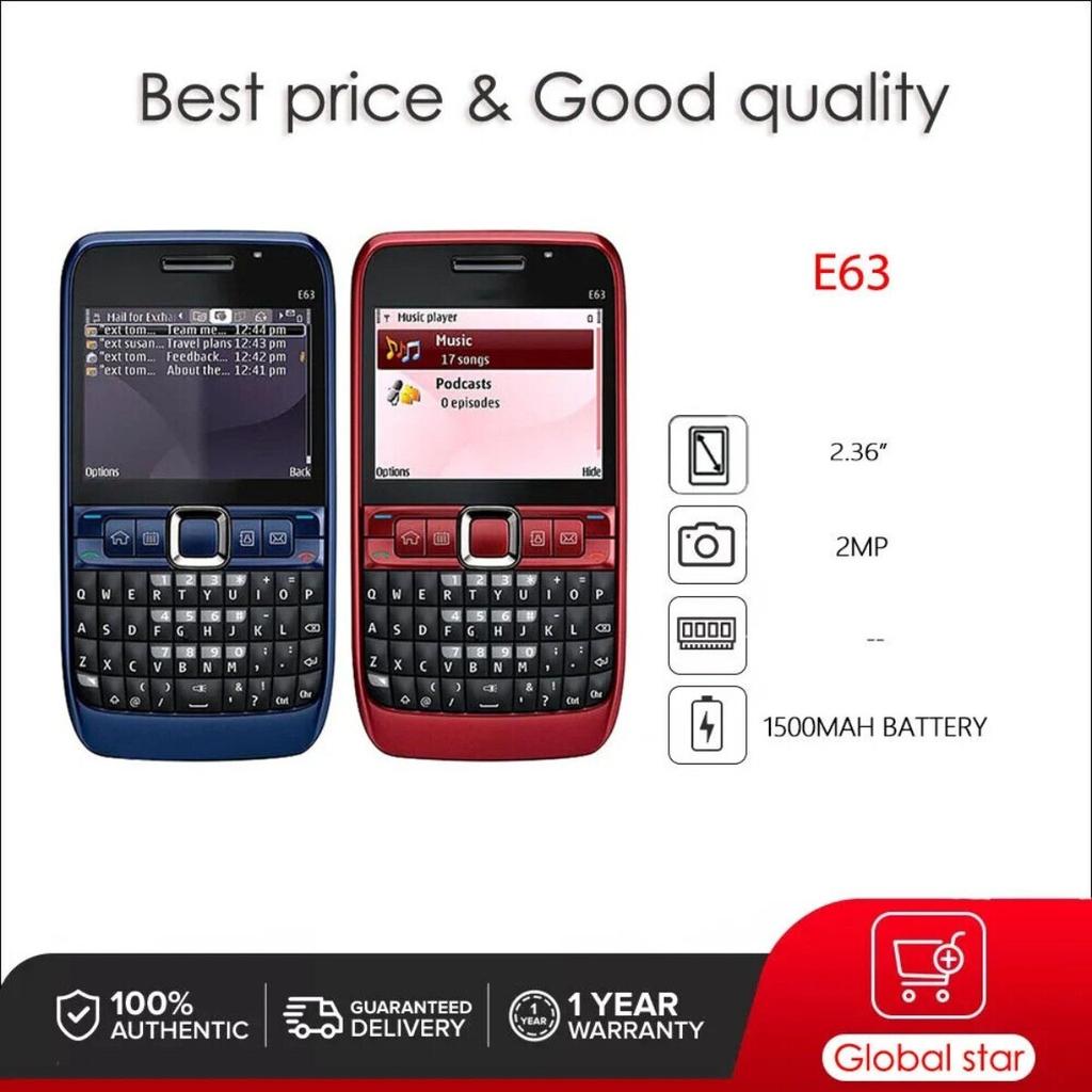 Refurbished Nokia E63 Unlocked QWERTY 3G WIFI Bluetooth FM Radio Original Mobile Phones