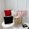 Korean Style Plush Tote Bag For Women Large Capacity Chic Shoulder Bag In Black White Red Pink Khaki