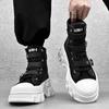 Trend Unisex Women Men Black Motorcycle Boots Thick Soled Belt Buckle Lace Up High Top Sports Shoes Short Boots Lace Up