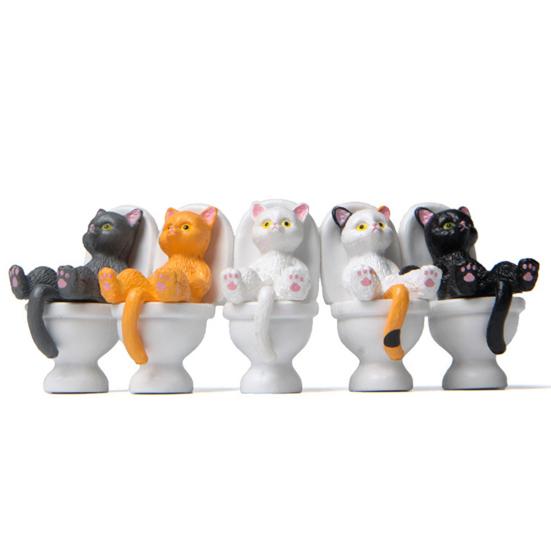 Mini Katzenmodell Hohe Simulation Lebhafter Ausdruck Dekorationszubehör Toilette Miniatur Katze Tiermodell Spielzeug für Kinder