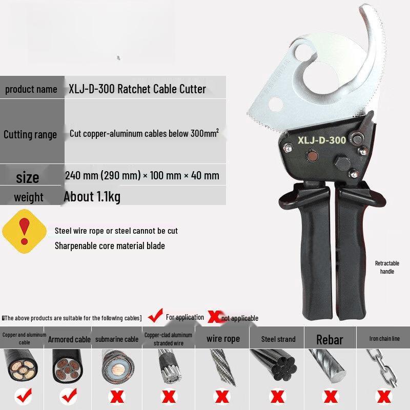 XLJ-D-300 Ratchet Cable Cutter
