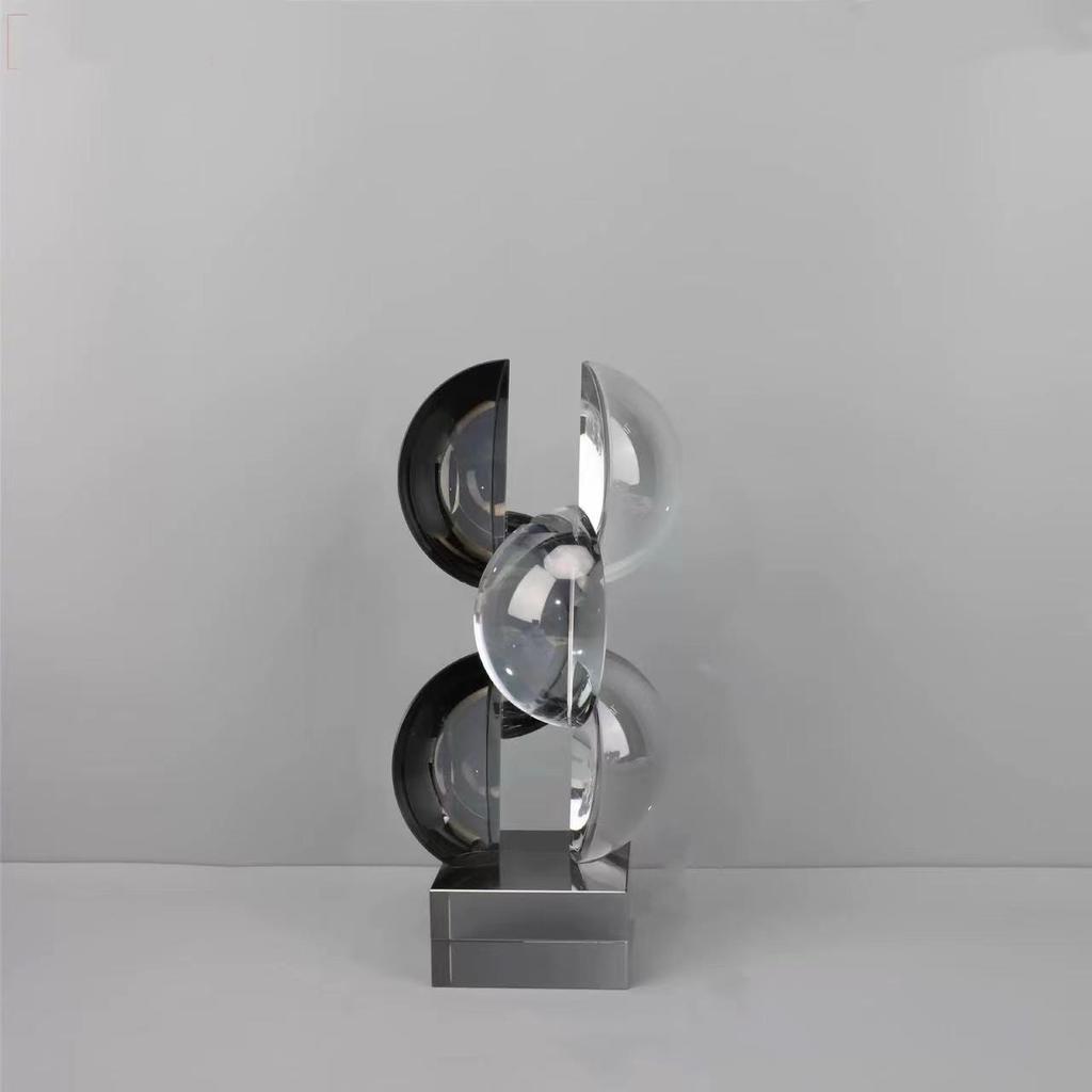 Glas Ambacht Geometrische Halve Cirkel Kristal Beeldje Heldere Kristallen Bol Glas Decoratieve Beeldjes Woondecoratie Accessoires