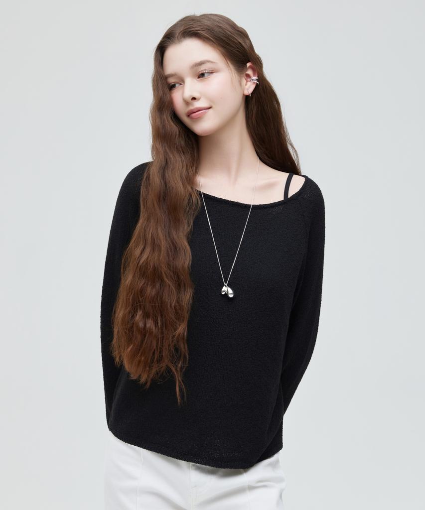ROEM Linen-Like Crop Knit (Black) Rmkag25Nt1