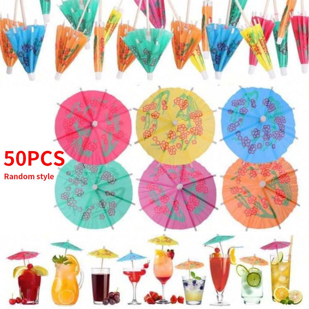 

50 Pack Umbrella Cocktail Picks, Food & Drink Decoration Skewers - Versatile for Fruit, Cake, Boba Tea, Coffee | Ideal for Party