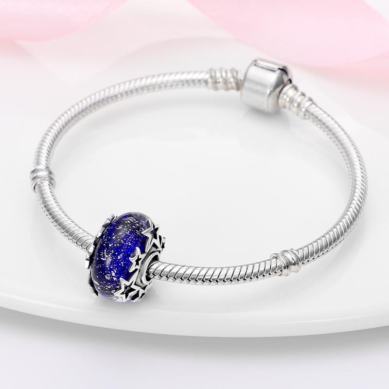 Passt Original Armband Halskette Silber Farbe Starry Sky Serie Charms Perlen Frau DIY Mode Schmuck Anhänger