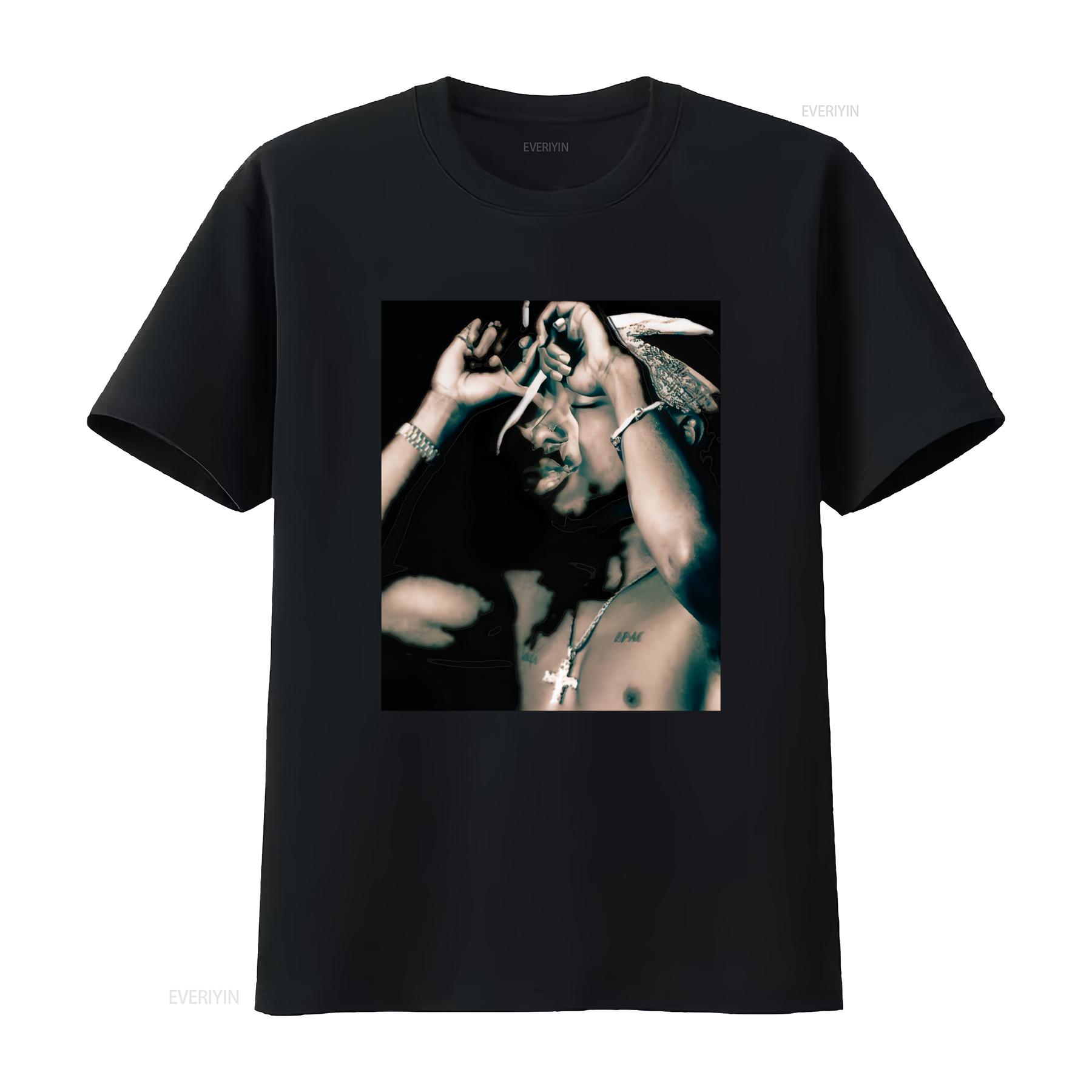 

2Pac T Shirt Tribute Trendy Hip Hop Apparel Iconic Rap Legend Casual Wear vintage Washed Slightly Versatile fashion homme 4XL