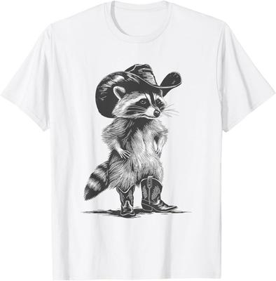 Waschbär Cowboy Lustiges Waschbär Grafik Meme Herren Damen T-Shirt