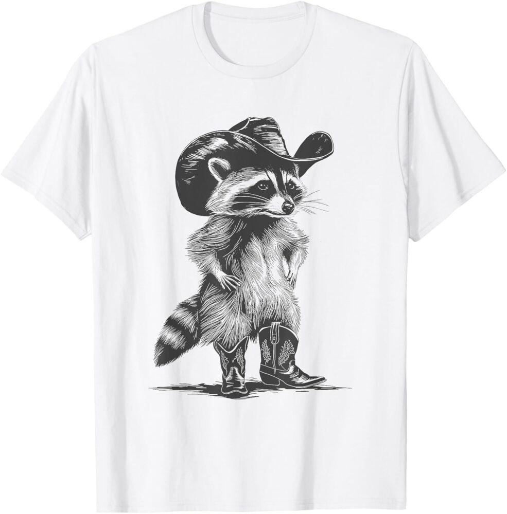 Racoon Cowboy Funny Racoon Graphic Meme Men Women T-Shirt