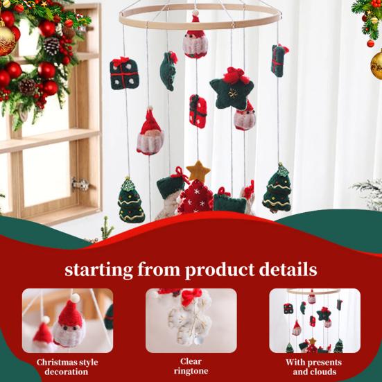 Christmas Crib Mobile Handmade Felt Baby Bed Bell with Reindeer Tree Stars Nursery Decor for Infants Safe Festive Holiday Gifts