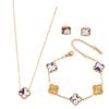 3PCS clover necklace bracelet earrings 18K gold-plated non fading light luxury fashion accessory