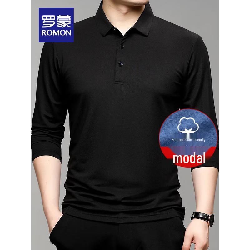 Romon Men s Casual Long-Sleeve Polo T-Shirt 185/100A