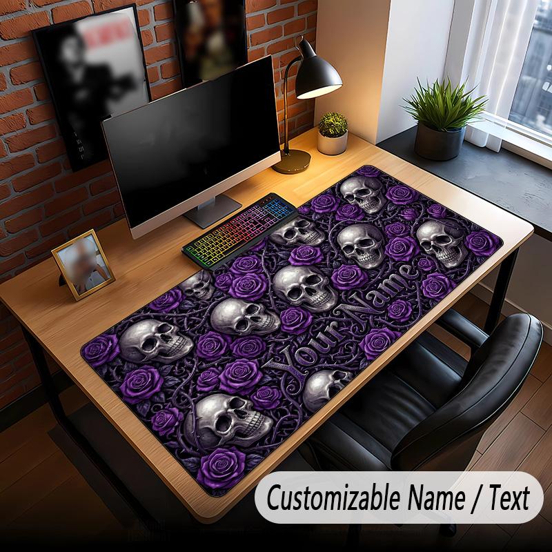 Skull Gothic Theme Custom Mouse Pad Personalized With Name Text Customized Desk Mat For Office Home Decor