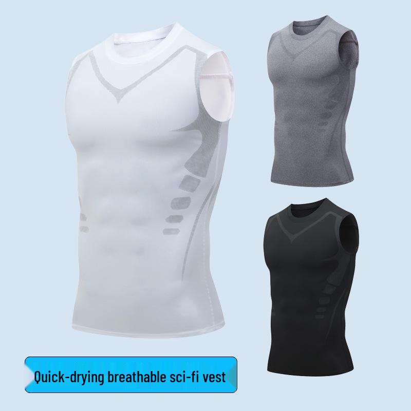 T-shirt Sportiva Senza Maniche da Uomo Asciugatura Rapida in Seta Ghiacciata per Basket all'Aperto e Fitness