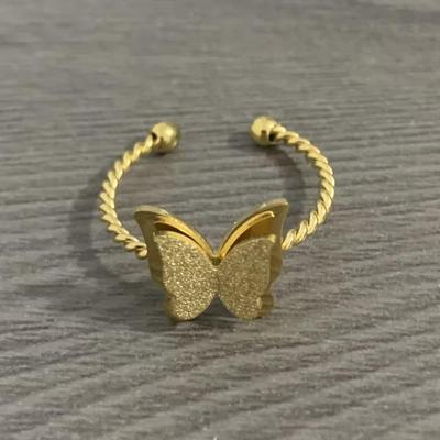 Elegant Frosted Butterfly Ring - High-End, Color-Preserving Stainless Steel Jewelry