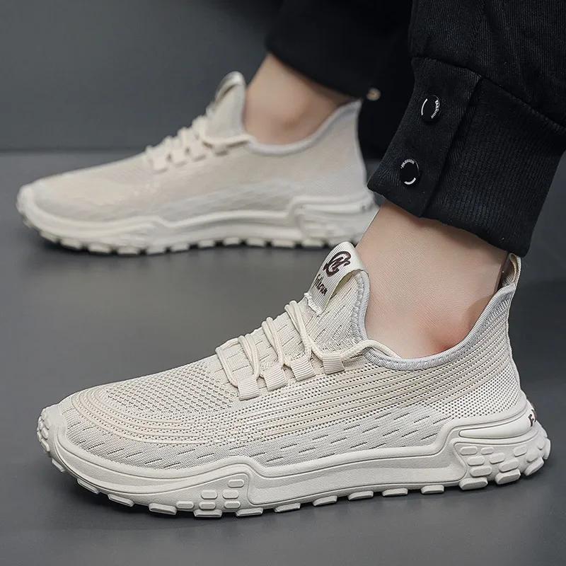 Men Flat Shoes Comfort Mesh Breathable Lace Up Men's Casual Sports Shoes Designer New Vulcanized Walking Shoes Zapatillas Hombre