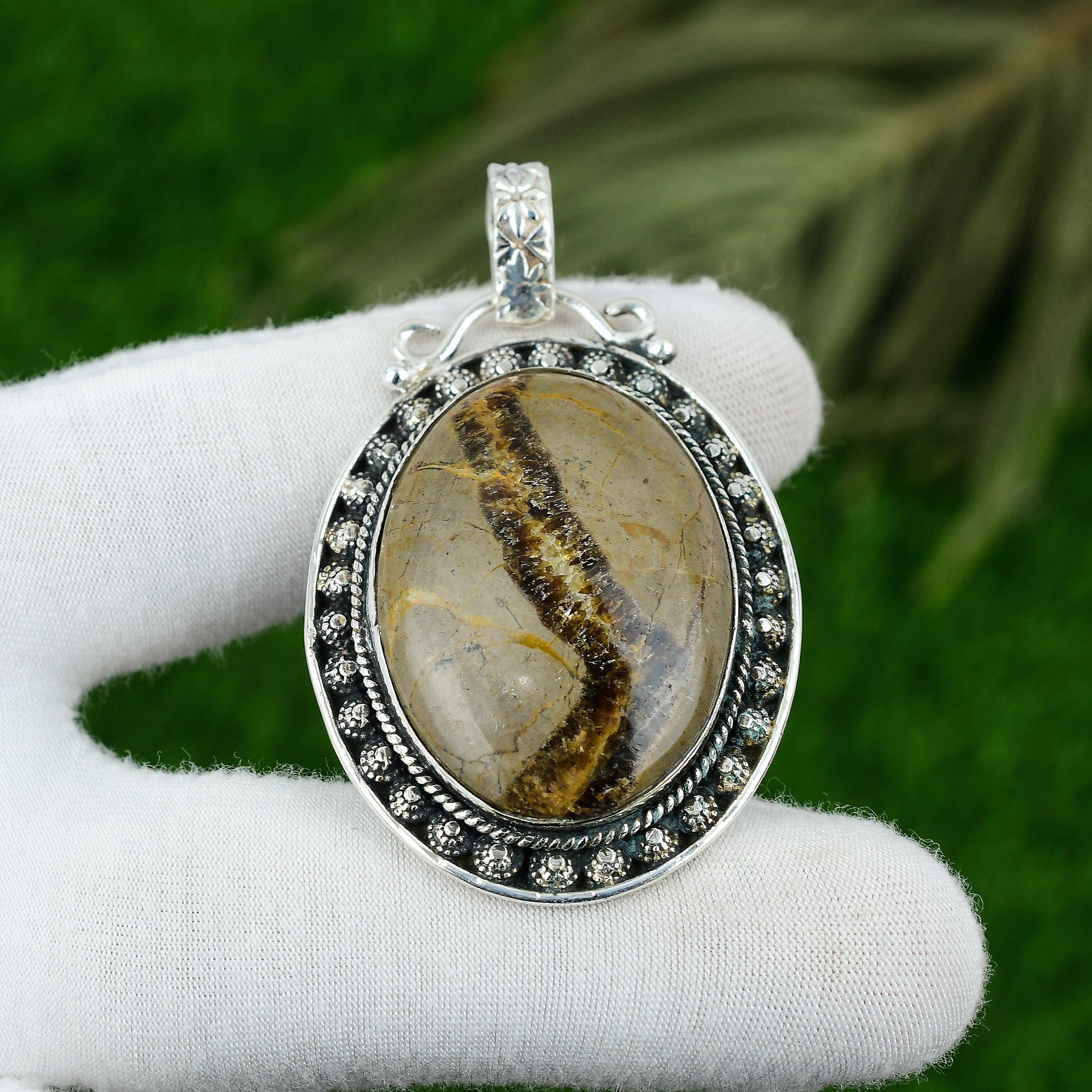 

Sterling Silver Natural Septerian Bezel Anniversary Art Deco New Pendant Jewelry