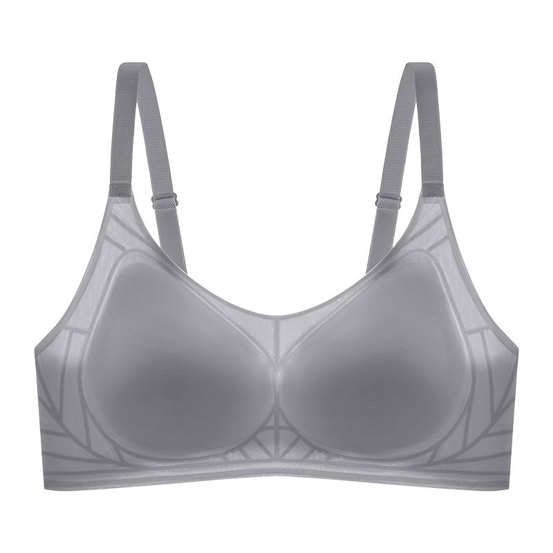 Summer Seamless Stealth Underwear Women's Cool Feeling Ice Silk Small Breasts Gather Bra Breathable Thin Collection Breast Bra Cover