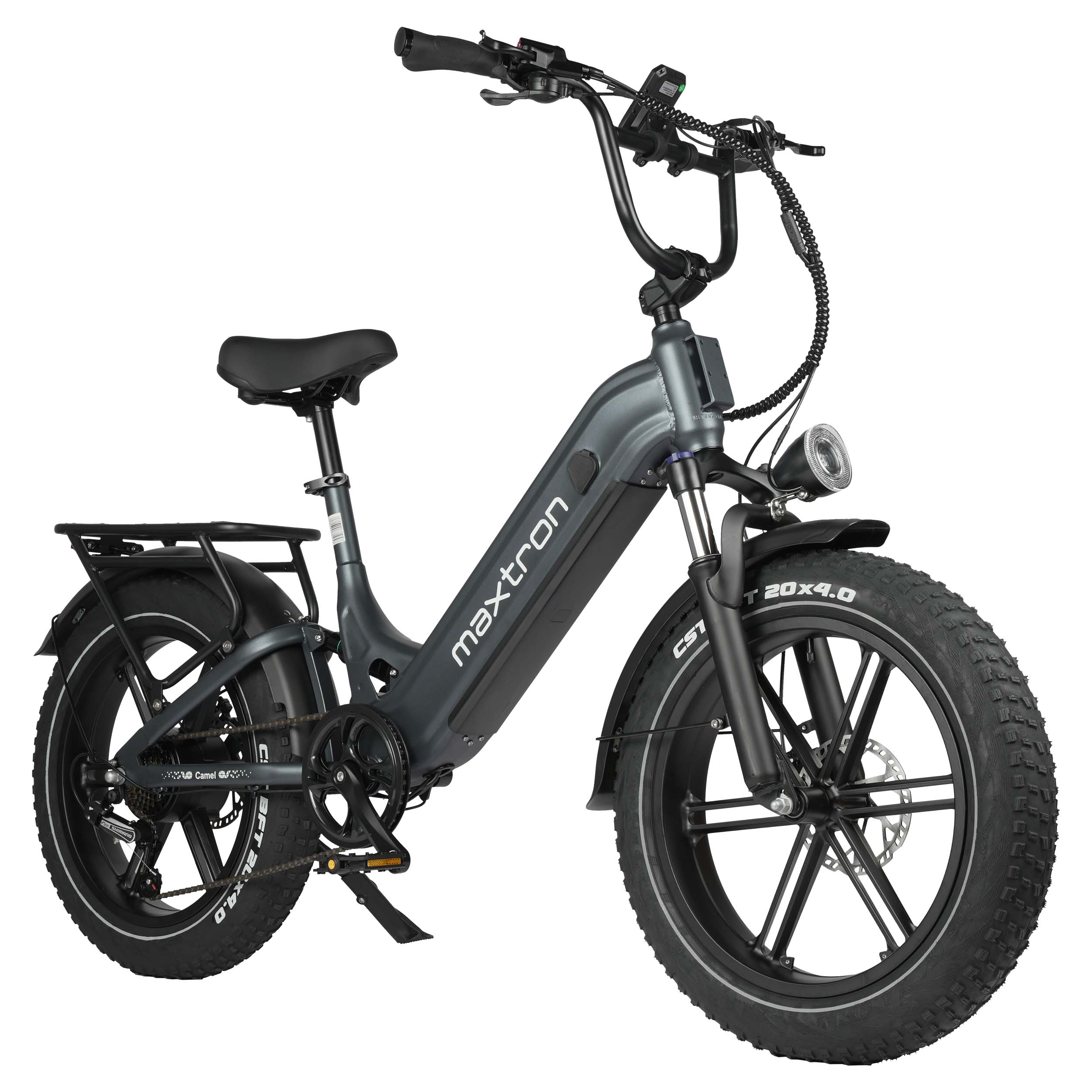Maxtron Kamel Elektrofahrrad für Erwachsene, 48V 18AH abnehmbarer Akku, Vollfederung grau