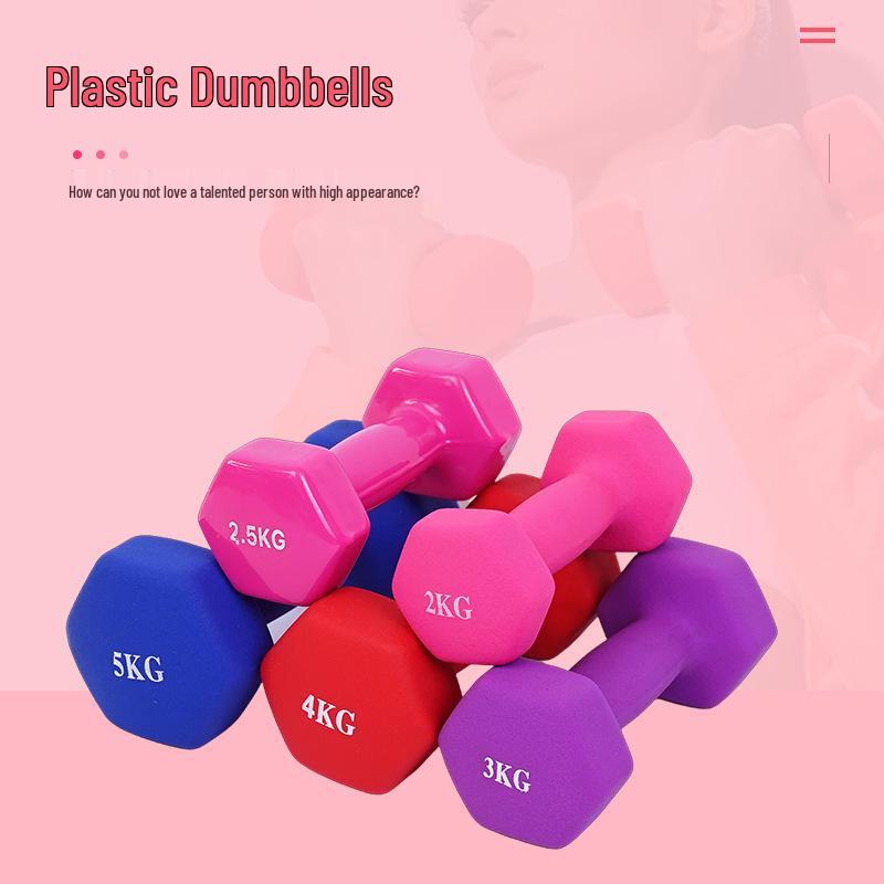 Sexkantig Frostad Plastbelagd Gjutjärns Hantel för Kvinnors Fitness