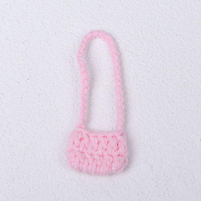 

1/12 плюшевая вязаная сумка через плечо для куклы, мини-наряды, аксессуары для кукольного домика, детские игрушки для ролевых игр розовый