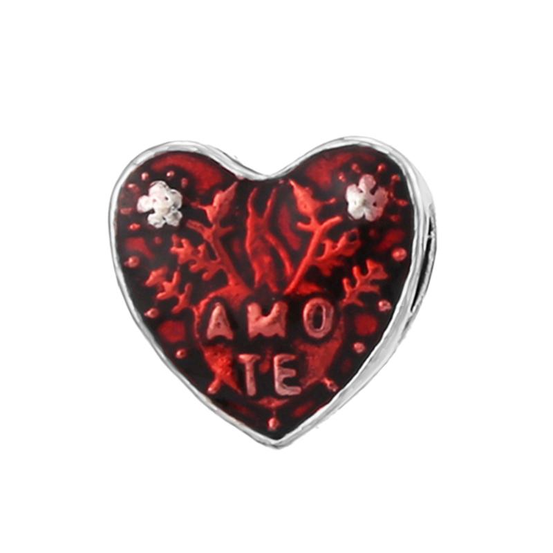 4pcs Sale Romantic Style Enamel Love Heart Charms Beads Fit Original Bracelets Necklaces For Women Girlfriend Jewelry Making