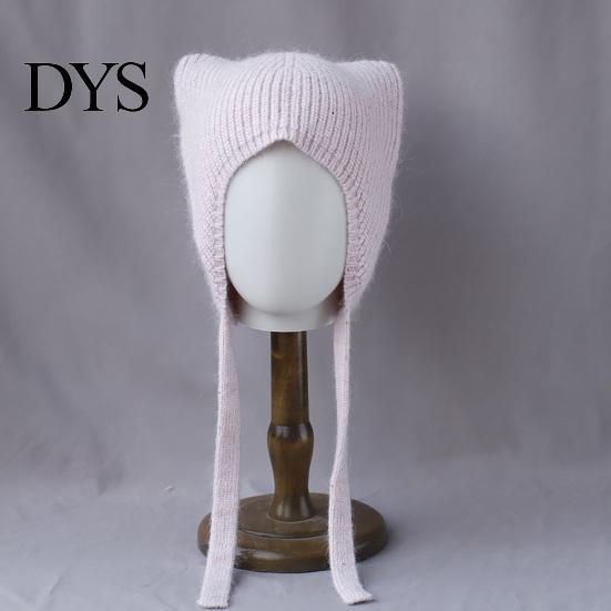 Warm Knitted Hat for Women Cat Ear Hat, Flap Cute Foldable Cold Weather Winter Brimless Skiing Hiking Outdoor Casual Wear Lightweight Breathable Knit