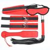 5-Piece Adult Toy Set: Handcuffs, Leather Whip, Eye Mask, Hand Paddle, Choker