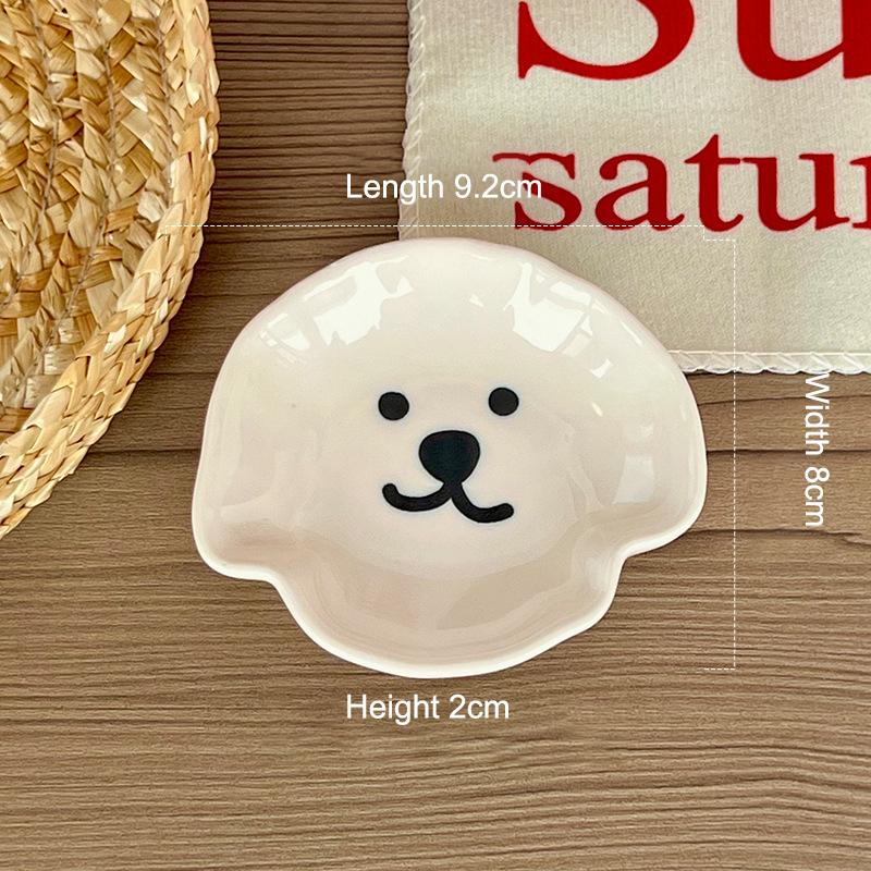 

Очаровательная керамическая соусница с милым дизайном собаки и медведя - Одно/двухсекционная пиала для соусов, закусок, суши, соевого соуса