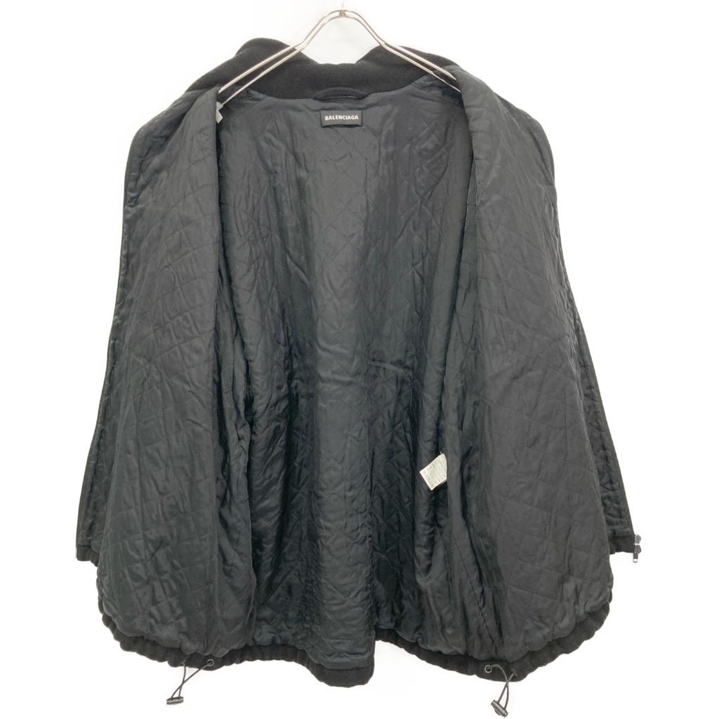BALENCIAGA 534315 18AW Black TRACK SUIT JACKET Logo Embroidered Fleece Jacket Jacket 46 blackUsed