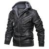 Leather Retro Motorcycle PU Leather Jacket Autumn and Winter Removable Men's Hooded Jacket