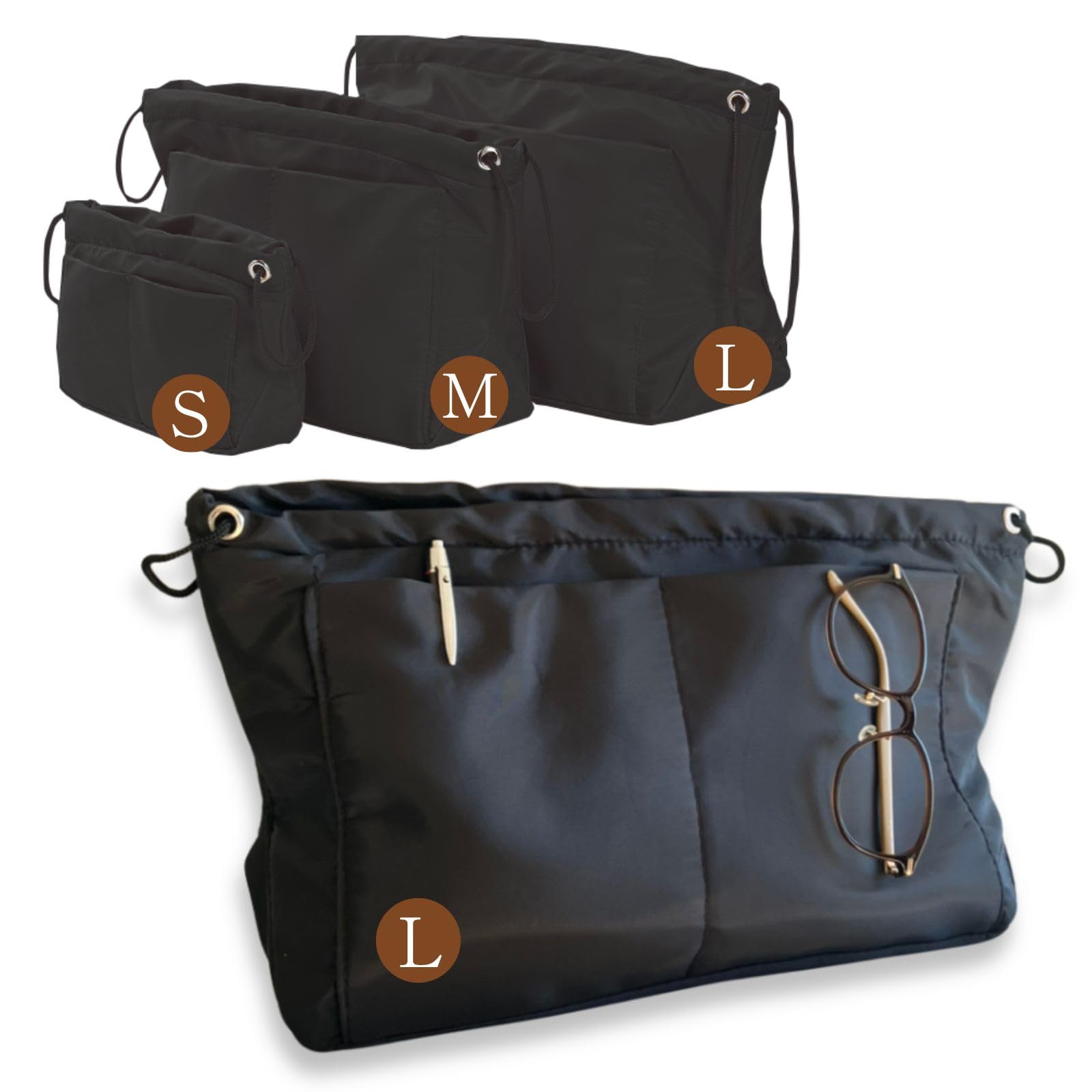 

Sanhachi Shoten Bag-in-Bag [Available in 3 Sizes: SML] Freestanding Bag-in-Bag Inner Bag, Small, Vertical, Drawstring Bag, Bag-in-Bag, Stationery