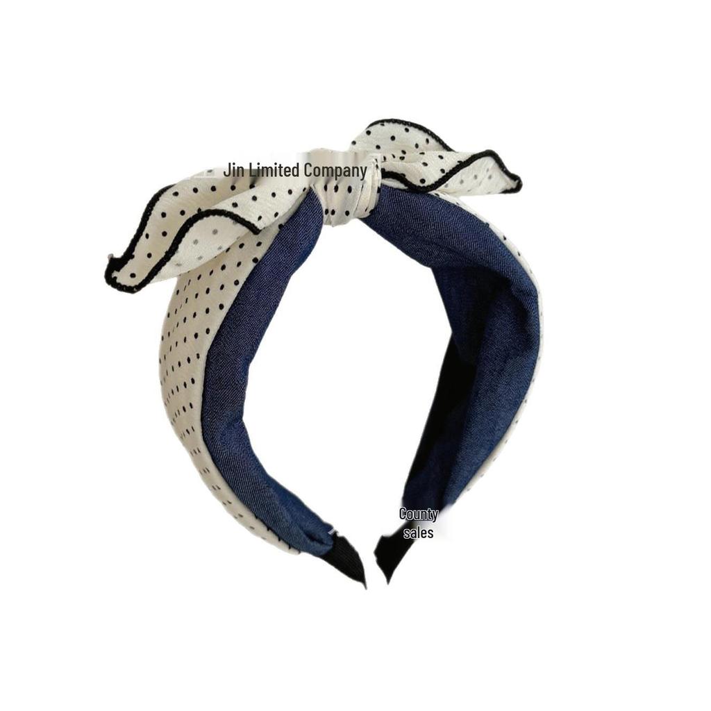 Korean Classic Red & White Polka Dot Bow Headband for Women - 2025 Fashion Hair Accessory