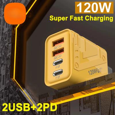 Xiaomi Super Fast Charging 120W 2PD 2USB 4Port Charger Mech Style Speed Charger Adapter For iPhone Samsung EU US UK Plug