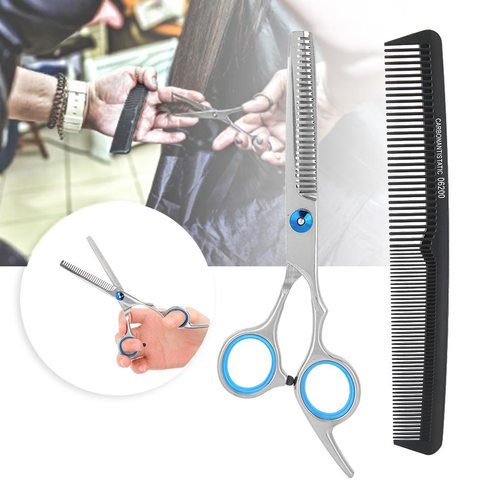 2pcs Hair Scissors Comb Set Salon Professional Barber Hair Thinning Cutting Hairdressing Scissors Comb
