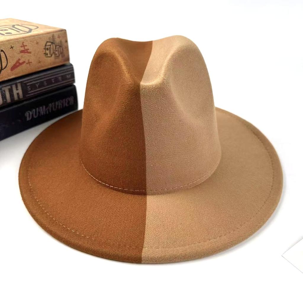 Neuer Hut Weihnachten Zweifarbige Farbabstimmung Yin und Yang Zylinder Farbabstimmung Jazzhut Europäischer und Amerikanischer Stil Filzhut