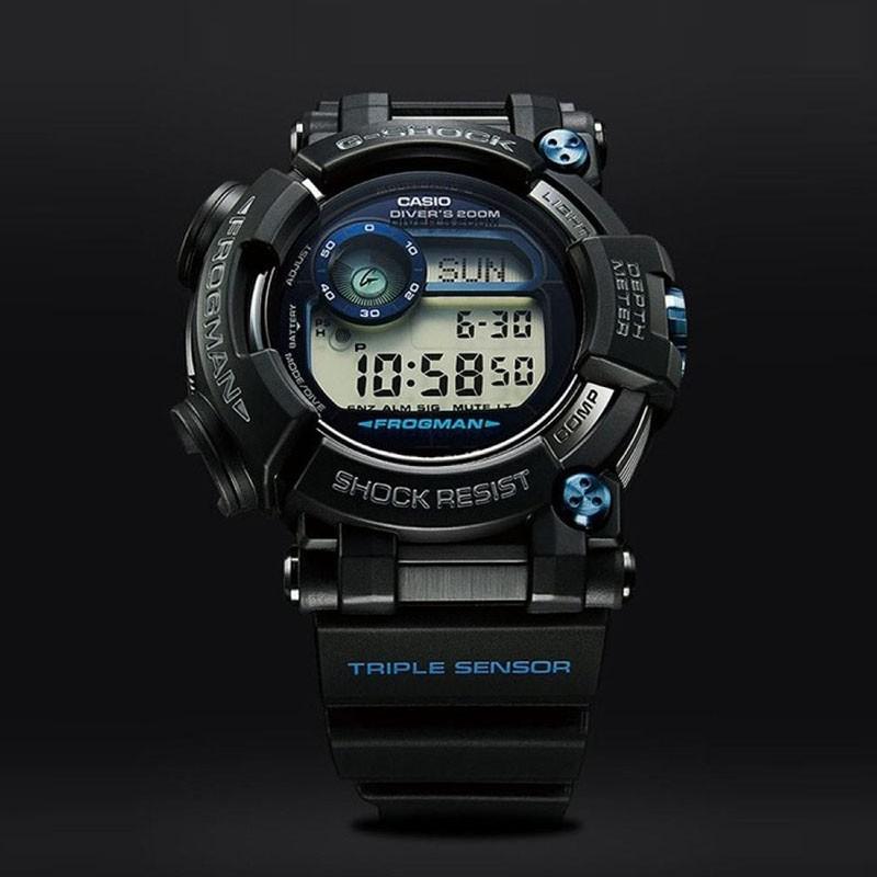 Casio G-SHOCK Nautical Series Frogman Tide Moon Phase LCD Display Waterproof and Shockproof Solar Quartz Movement Resin Strap Japanese GWF-D1000B-1