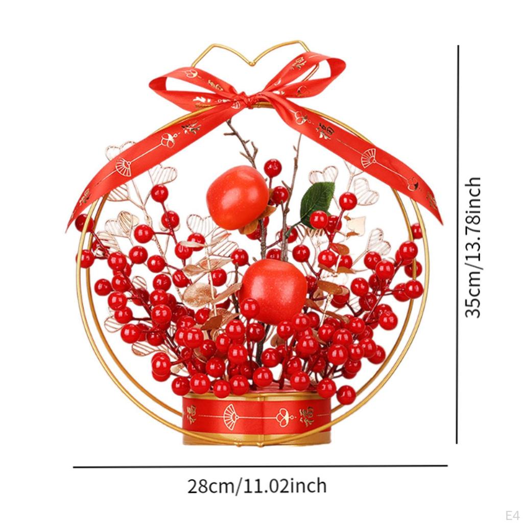 Fake Flower Blessing Bucket Desktop Ornament Chinese Year Decoration Spring Festival Decor for