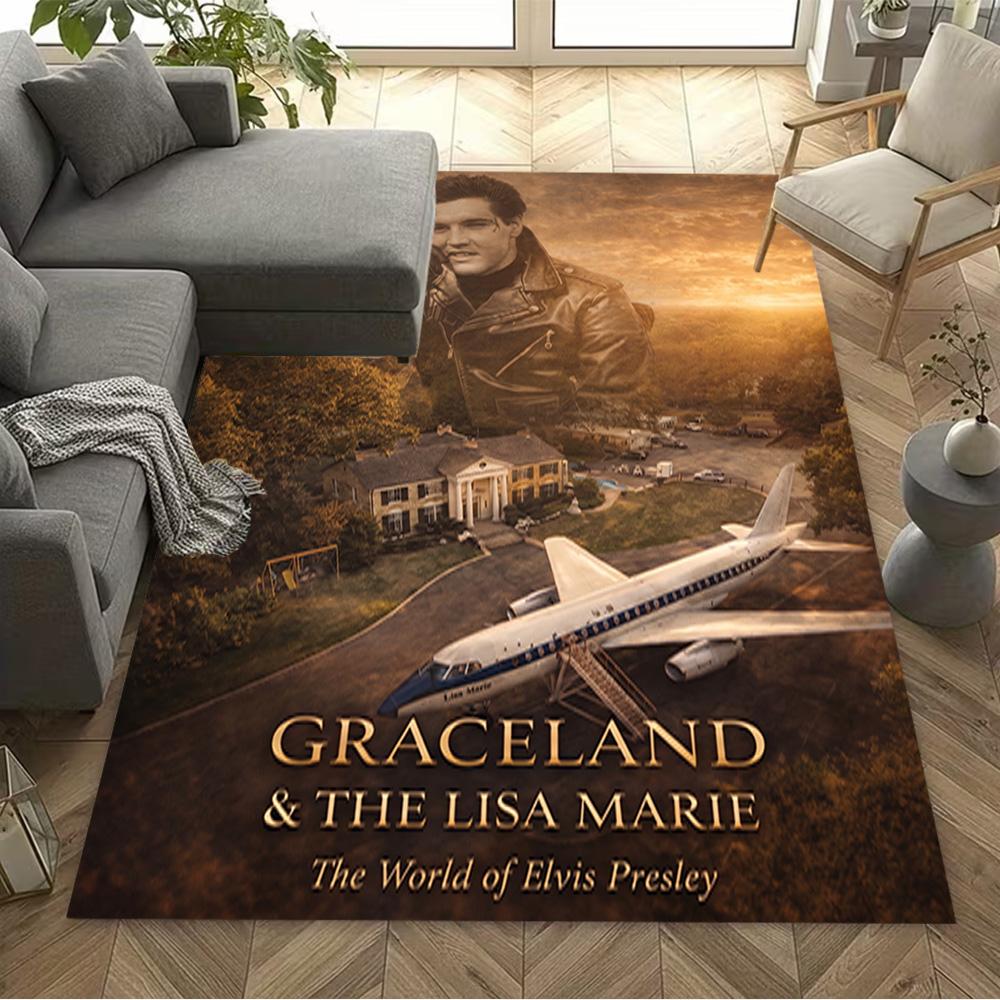 Elvis Presley: Rock Roll Carpet Perfect for Entryway Study room Balcony Game Room Anti-slip Rug Anime Office Decor Best for Christmas