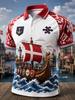2027 Summer New Style Men's Retro Viking Style 3D Printed Sports Breathable Quick-Drying Polo Shirt Couple's Version