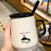 Mug en Céramique avec Couvercle et Cuillère pour Café - Parfait pour Hommes, Femmes, Couples et Enfants - Design Mignon et Créatif pour la Maison ou le Petit Déjeuner.
