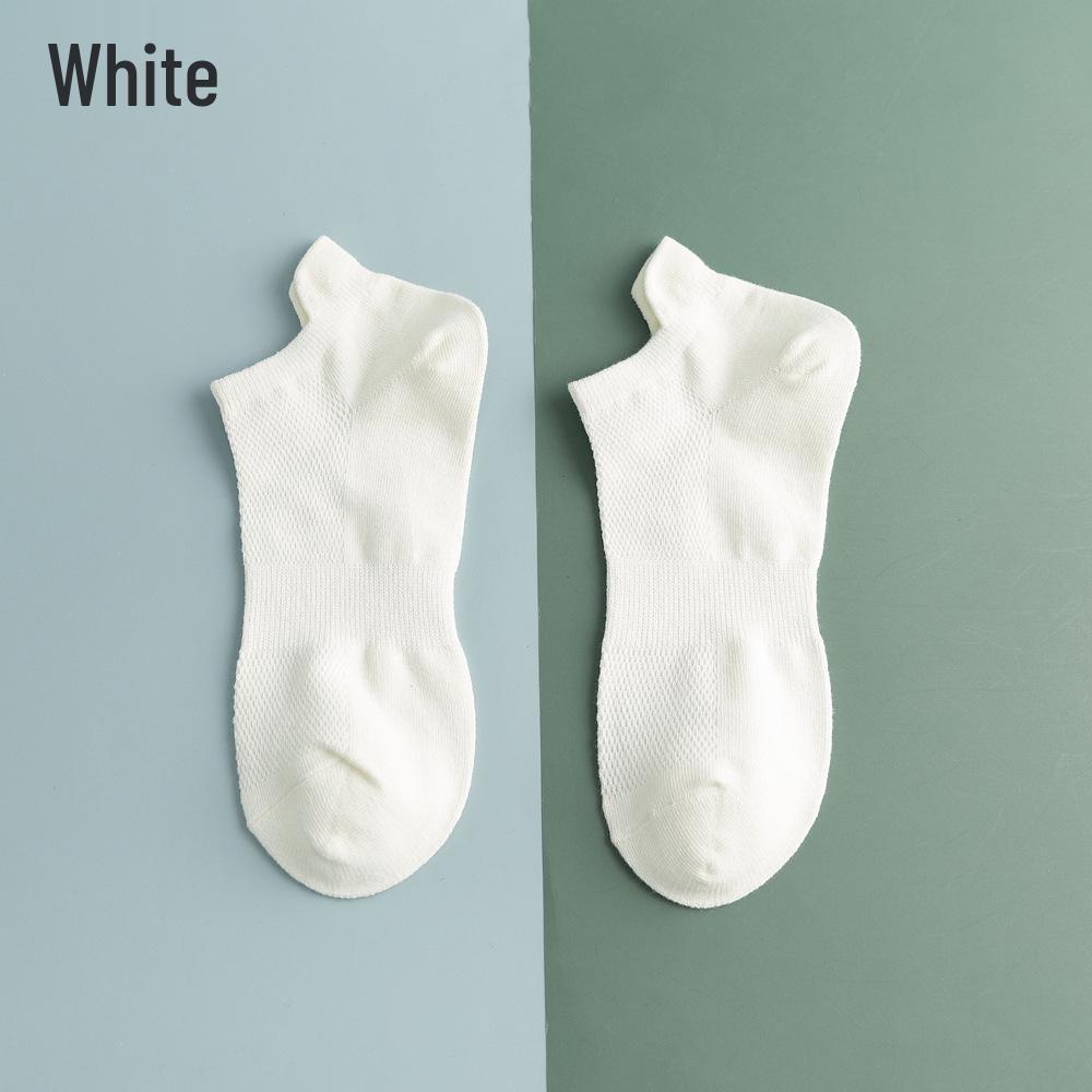

Men s Spring/Summer Thin Mesh Boat Socks with Heel Ears - Solid Color, Versatile Short Cotton Socks One Size (39-44)