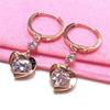 Exquisite Russian 585 Purple Gold Shiny Peach Heart Zircon Ear Buckle Fashionable Rose Gold-Plated Versatile Love Earrings