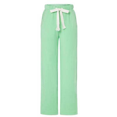 MO&Co. Women's Heart Logo Drawstring Slit Wide-Leg Sweatpants
