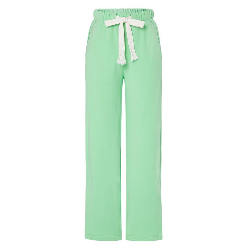 MO&Co. Women's Heart Logo Drawstring Slit Wide-Leg Sweatpants